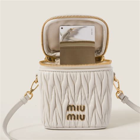 White Matelassé Nappa Leather Micro Bag .